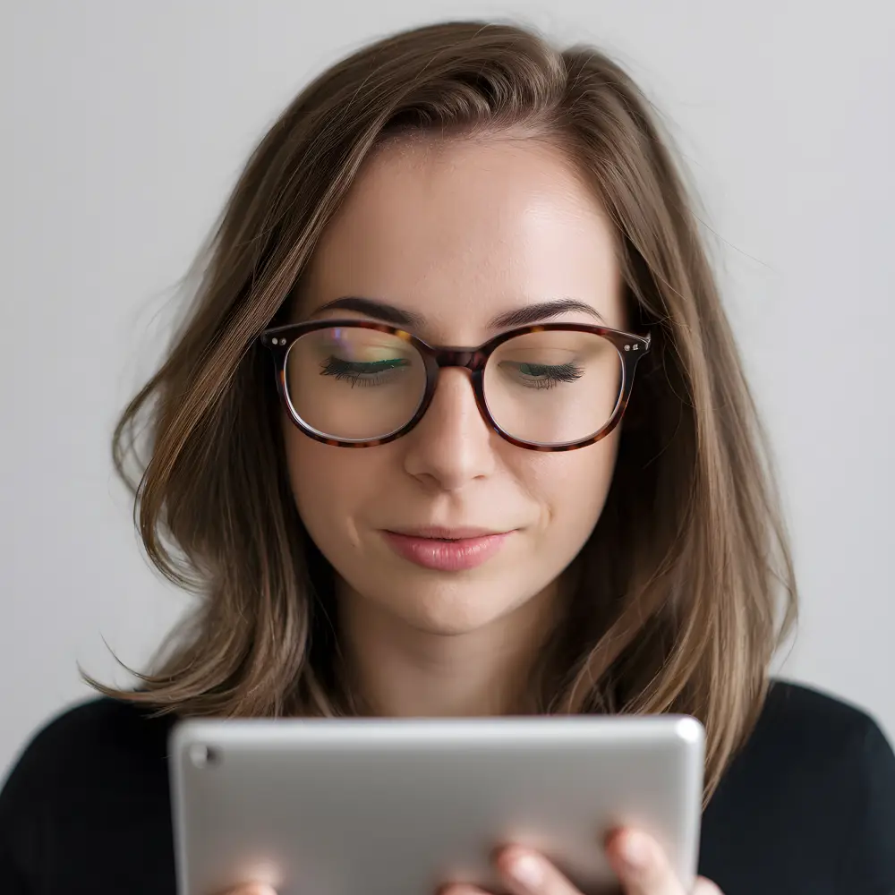 Femme consultant sa tablette - visuprotect;com