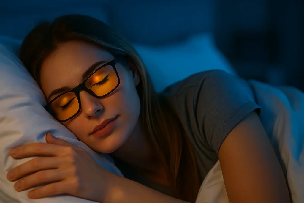 Jeune femme portant des lunettes endormie