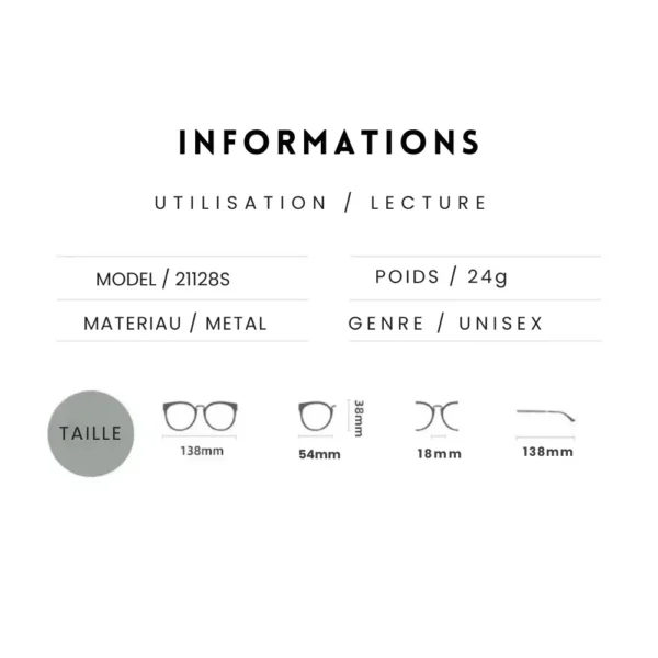 Lunettes de lecture TERNI mesures