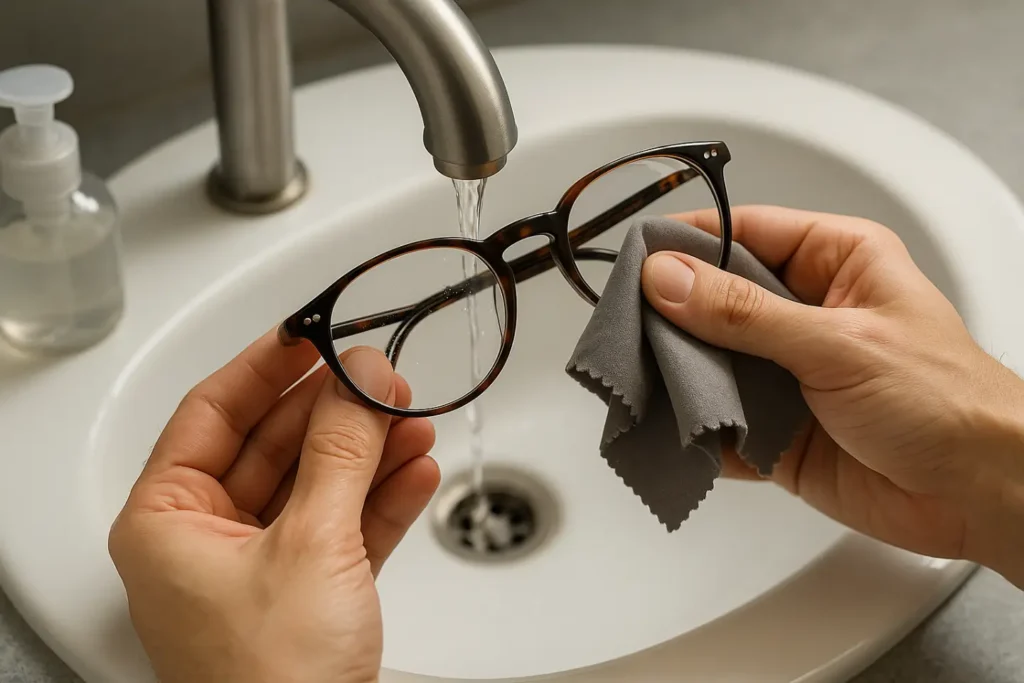 Entretien lunettes loupe homme