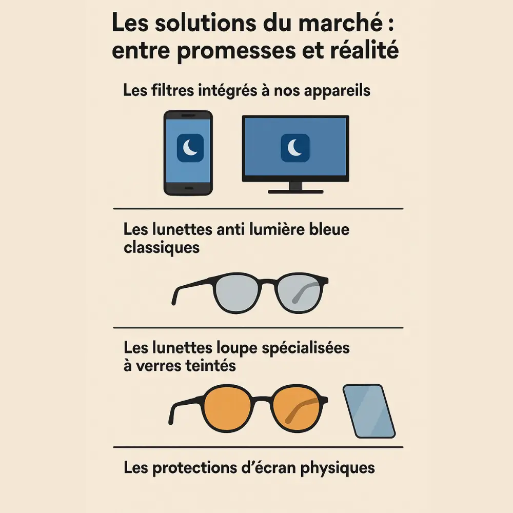 solutions proposées pour bloquer la lumière bleue