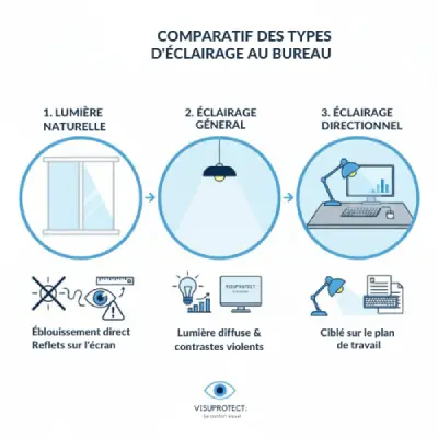 Comparatif éclairage pour la maitrise du confort visuel face aux écrans