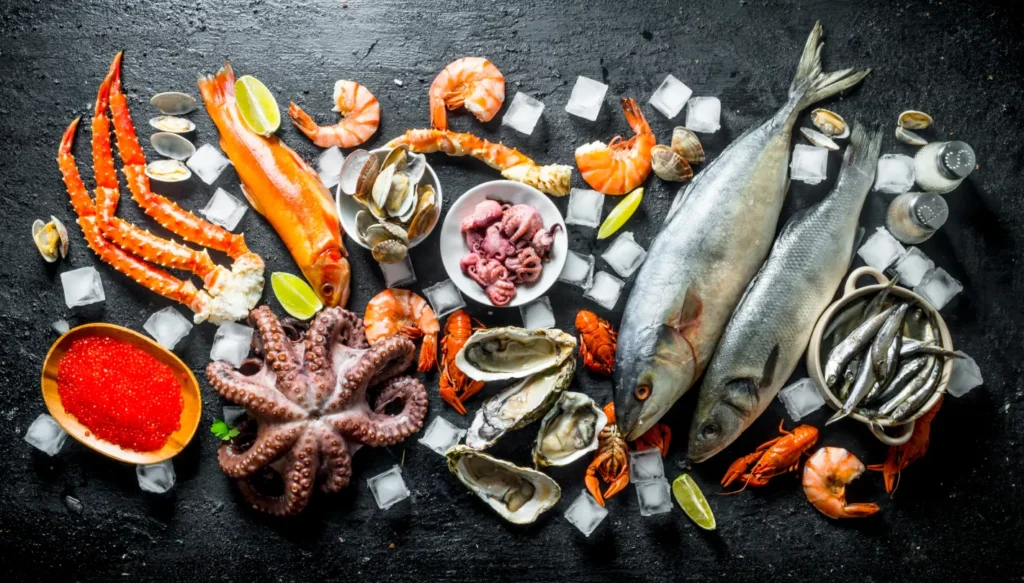 Un plateau de produits de la mer riches en zinc pour assurer une protection de la vue