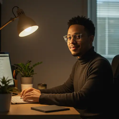 Jeune homme soignant sa santé oculaire écrans avec éclairage orienté