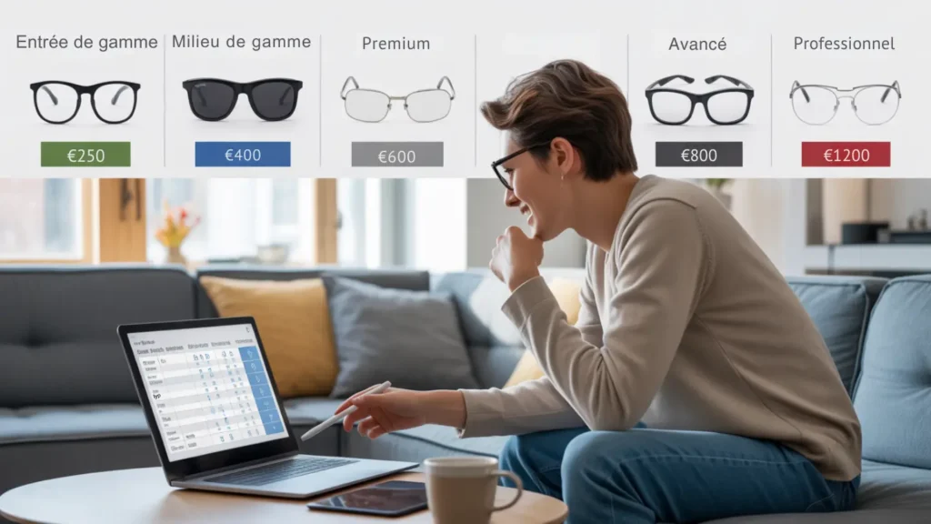 Comparatif visuel 5 meilleures marques lunettes connectées Ray-Ban XREAL Amazon Vuzix Even Realities avec prix 2025