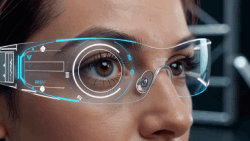 jeune femme équipée de lunettes AR GIF