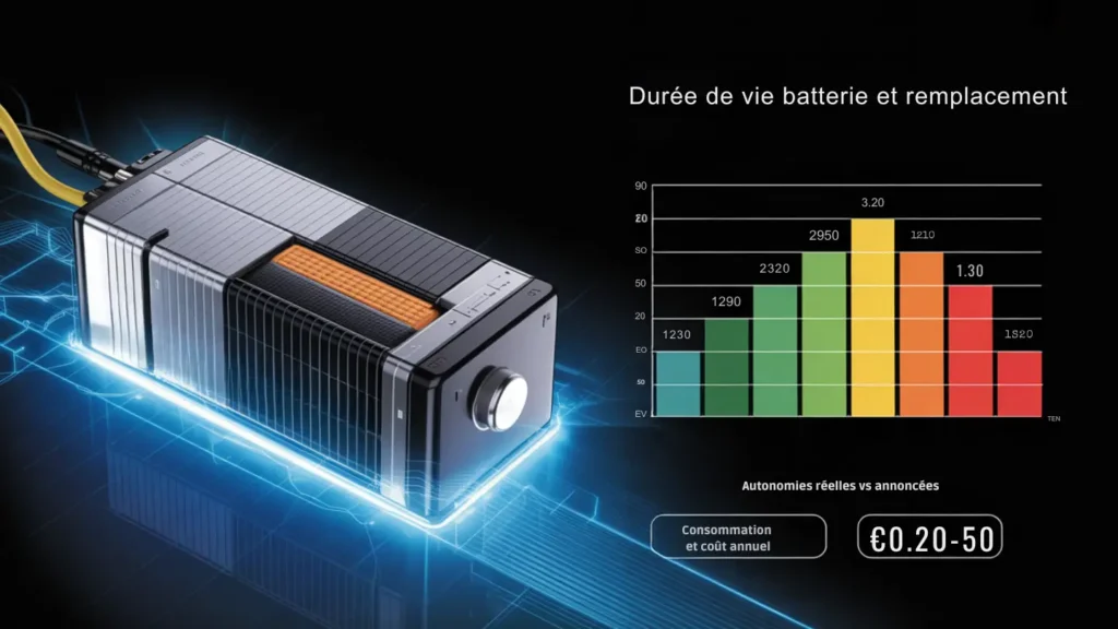 Batterie lithium polymère lunettes connectées autonomie graphique comparatif durée réelle théorique coût énergétique